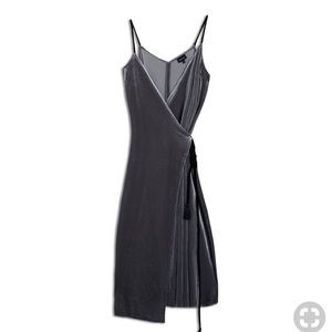 Grey velvet wrap dress